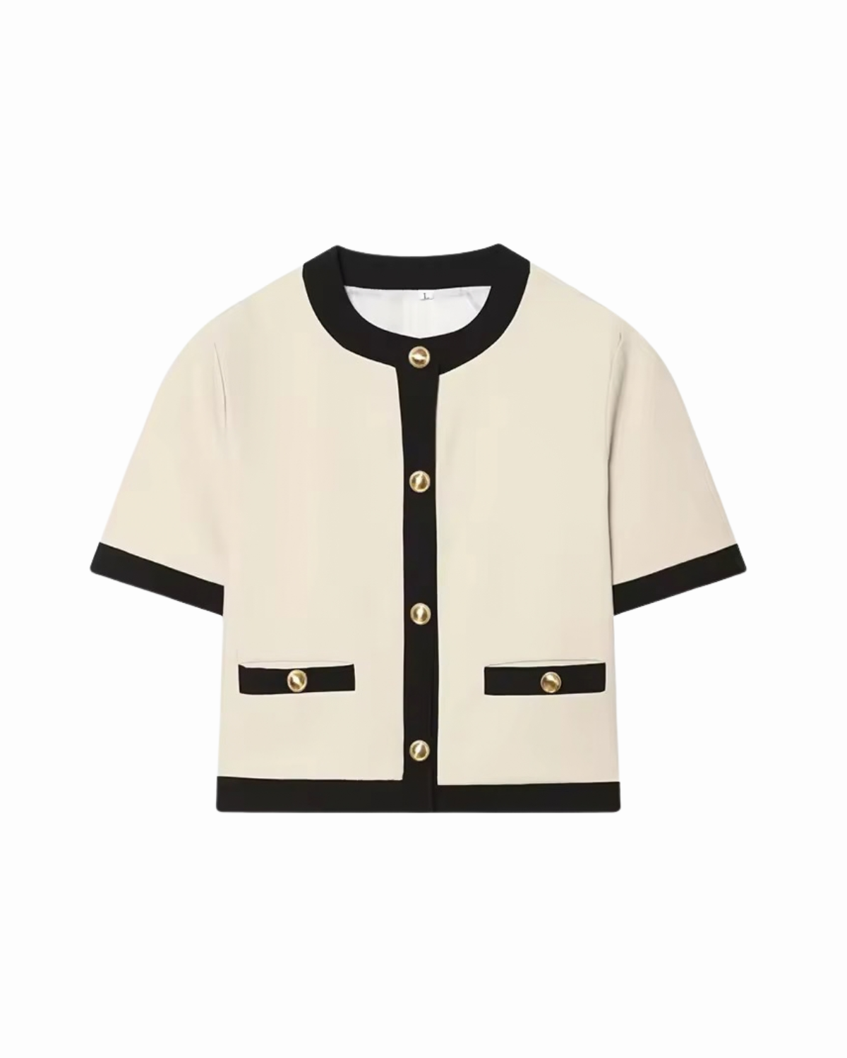 CREAM CONTRAST TRIM CARDIGAN