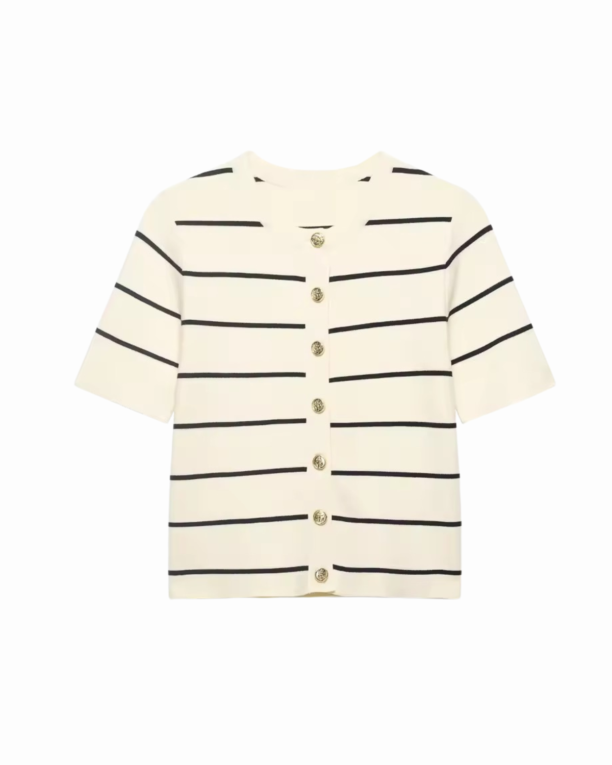 CREAM STRIPED KNIT CARDIGAN