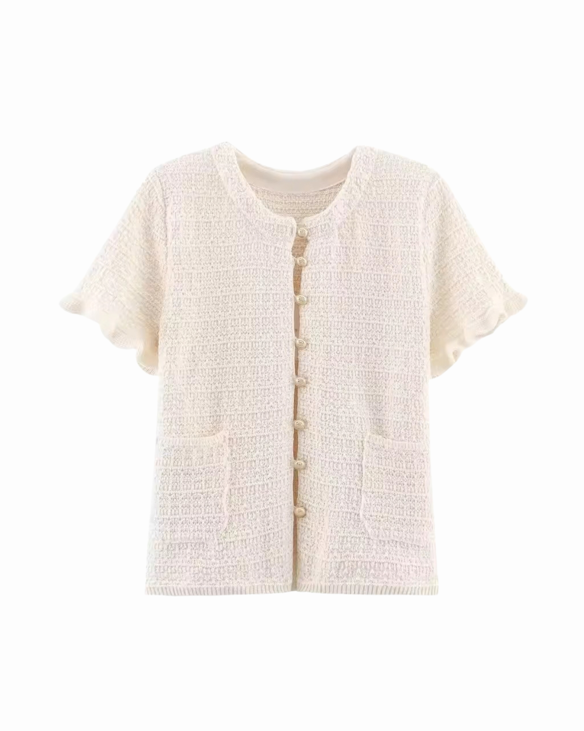 CREAM TEXTURED KNIT CARDIGAN