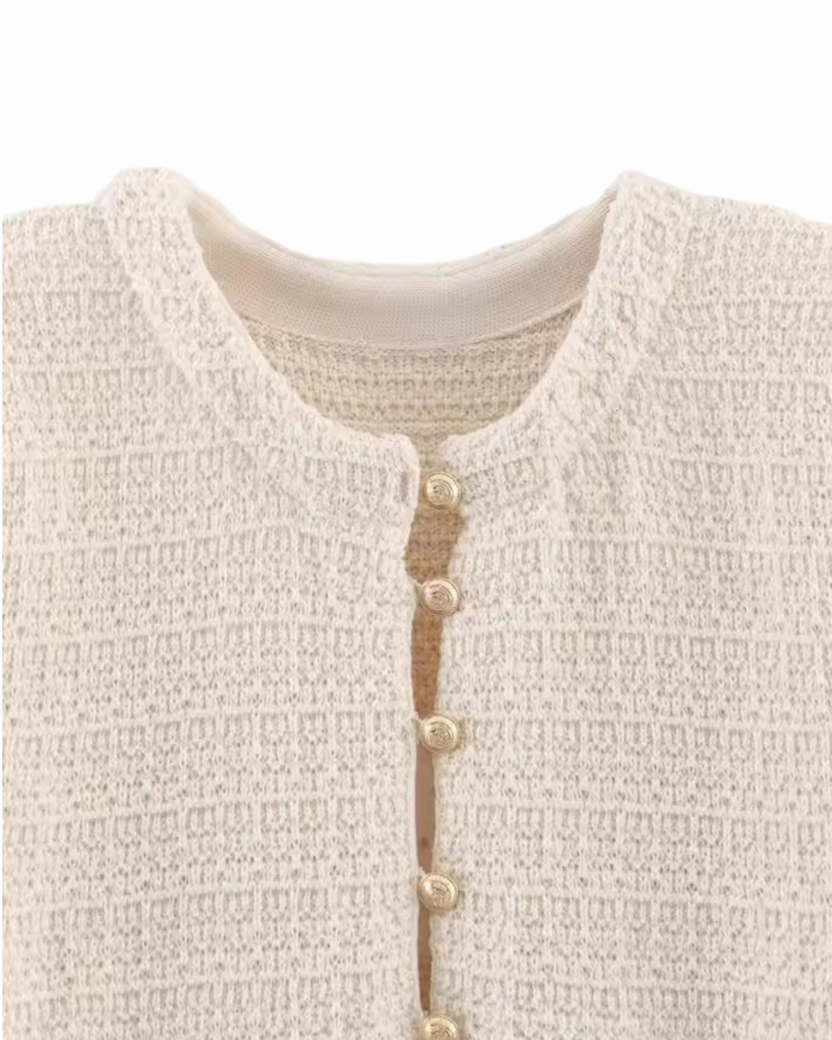 CREAM TEXTURED KNIT CARDIGAN