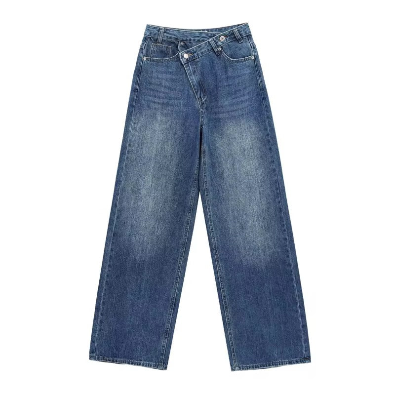 CROSS WAIST WIDE LEG JEANS